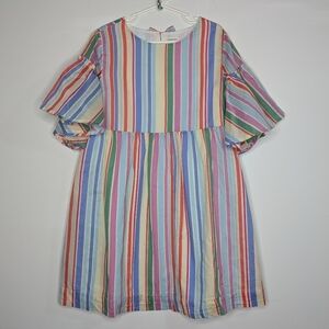 Crewcuts pink blue cream striped short sleeve dress 7